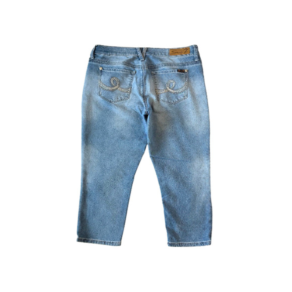 Seven7 Girlfriend Capri Jeans Crop Mid-Rise Stretch Size 8 Blue - Picture 4 of 8